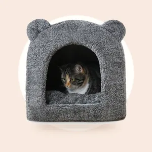 Rosewood Teddy Kattenmand - Kattenhuis & Ligbed 2-in-1 - Zacht Pluche