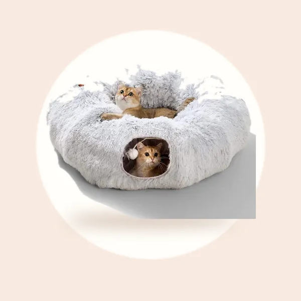 Kattentunnel Pluche - Tunnel Kat - Kattenhuis - Speeltunnel kat - Grijs