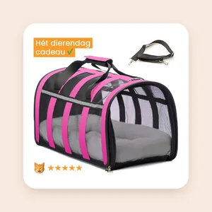 Stijlvolle reismand kat - 47x27x25cm - Katten reismand - Roze