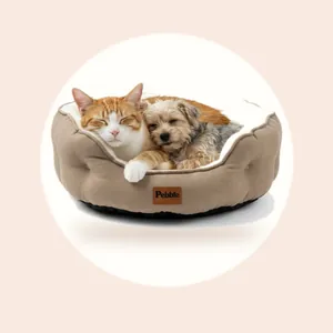 Pebble Kattenmand 64x53 cm Bruin Wit - Wasbaar - Kattenbed