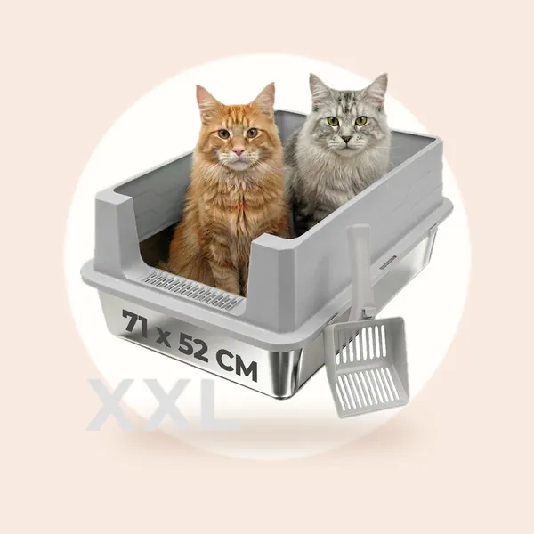 Kattenbak RVS XXL Groot - Extra Grote RVS voor Grote Katten & 2 Katten