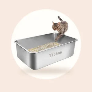 YYCHAN RVS Kattenbak - Groot Open Kattentoilet - XXL - 60x40x15cm