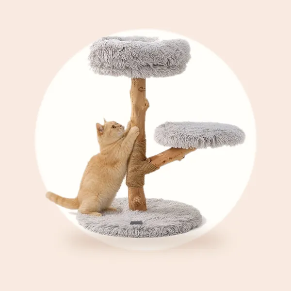 Jake and Jacky Krabpaal voor Katten Hout - Pluche Stof - Jute