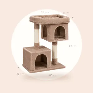 MAZAZU Krabpaal voor Katten Compact - 2 Kattenhuisjes & Ligbed - Sisal