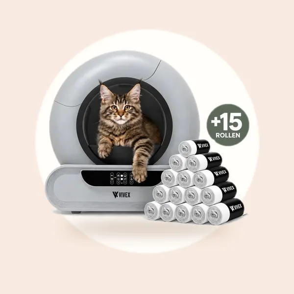 Vivex Automatische Kattenbak - Zelfreinigende Kattenbak met 15 rollen